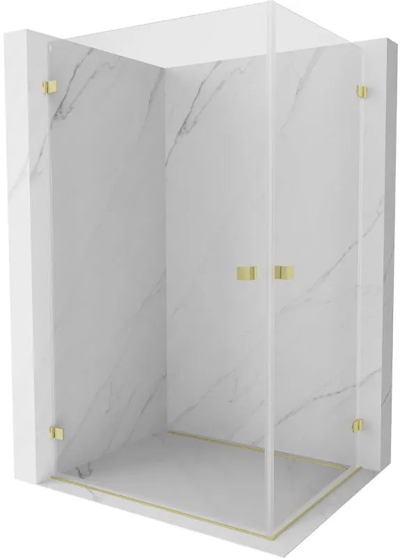 Mexen Lunar-B Duo, výklopný sprchový kút 95 x 90 cm, 8mm číre sklo, zlatý matný profil, 832-095L-090P-55-00