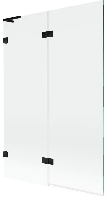 Mexen Lunar L, 2-krídlová vaňová zástena ľavá 120 x 150 cm, číre sklo, čierna matná, 897L-120-100-70-00-L