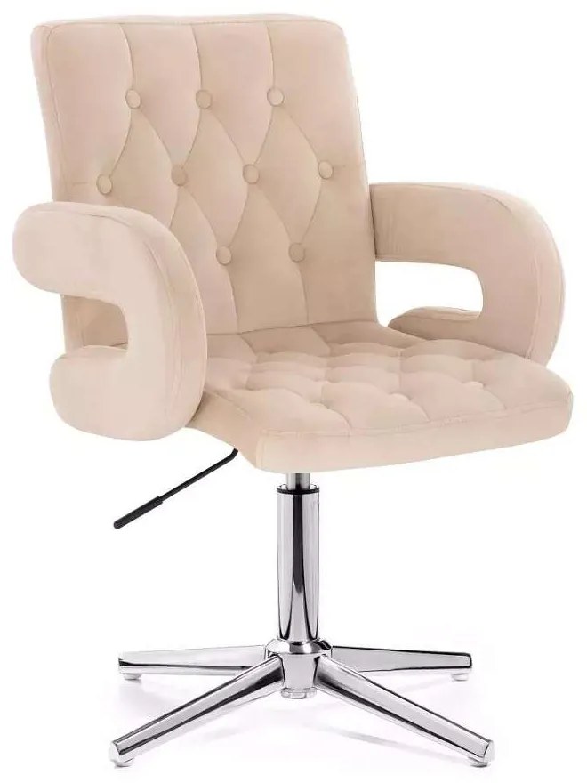 LuxuryForm DESIGN Stolička BOSTON VELUR na striebornom kríži - krémová