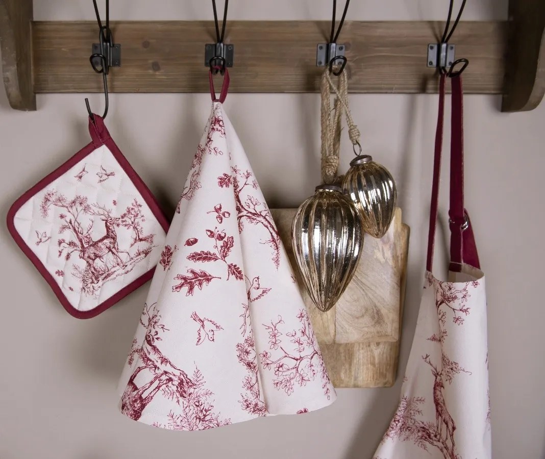 Béžová bavlnená chňapka - podložka s jeleňom Pretty Forest - 20*20 cm