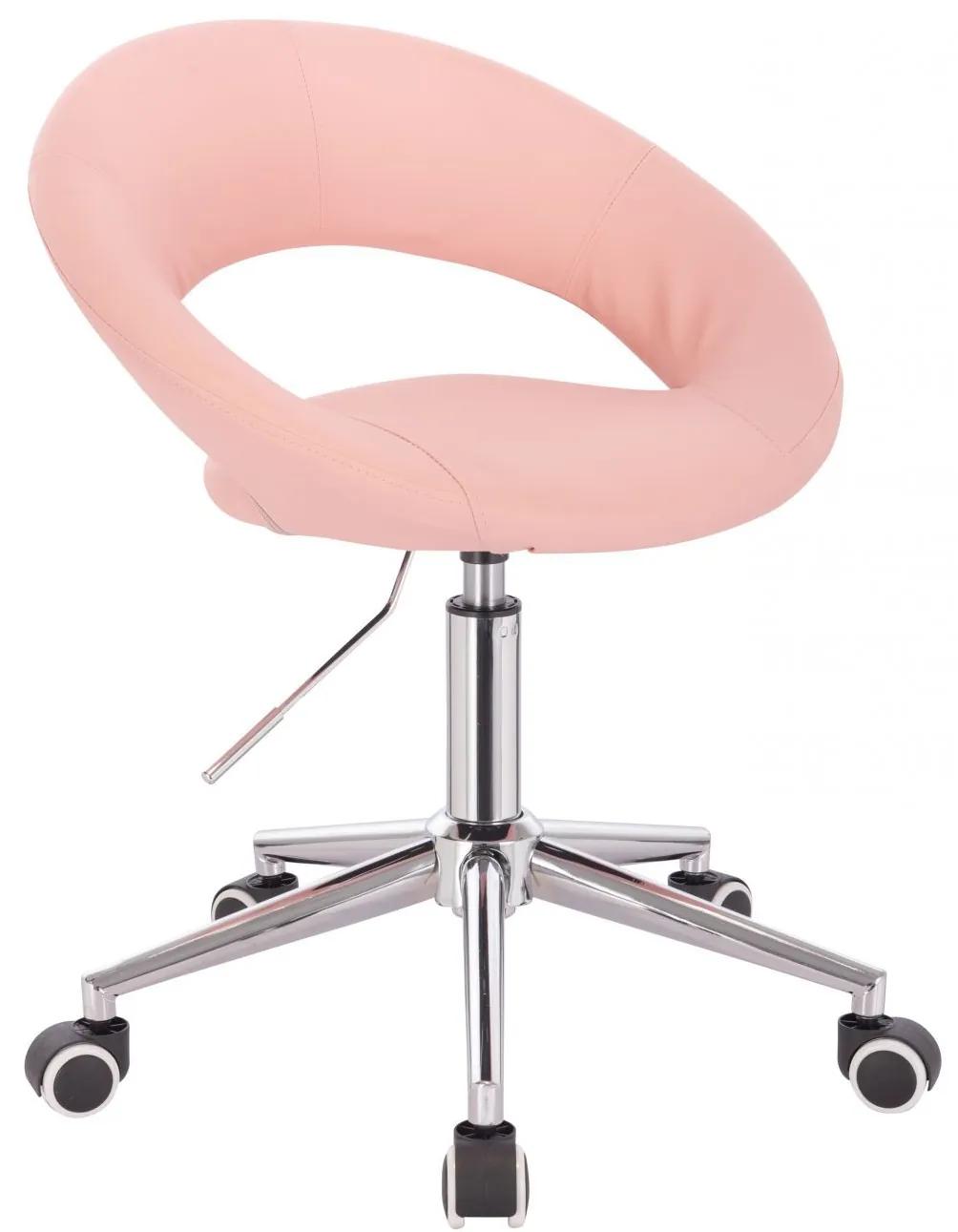 LuxuryForm DESIGN Stolička NAPOLI na striebornej podstave s kolieskami - ružová