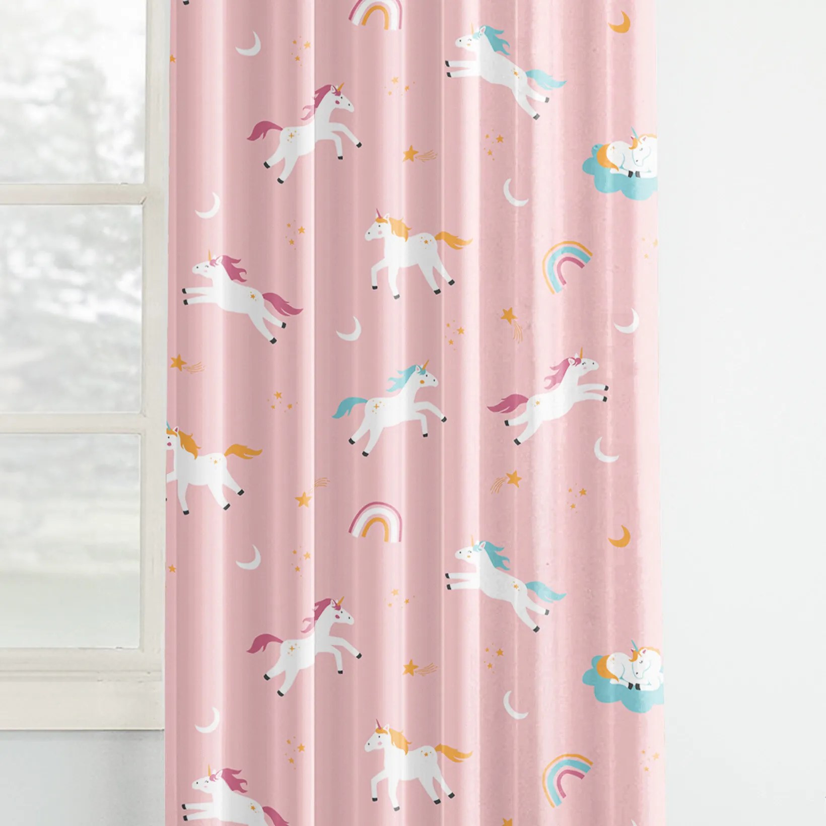 Goldea detský bavlnený záves - veselí jednorožci 140x150 cm
