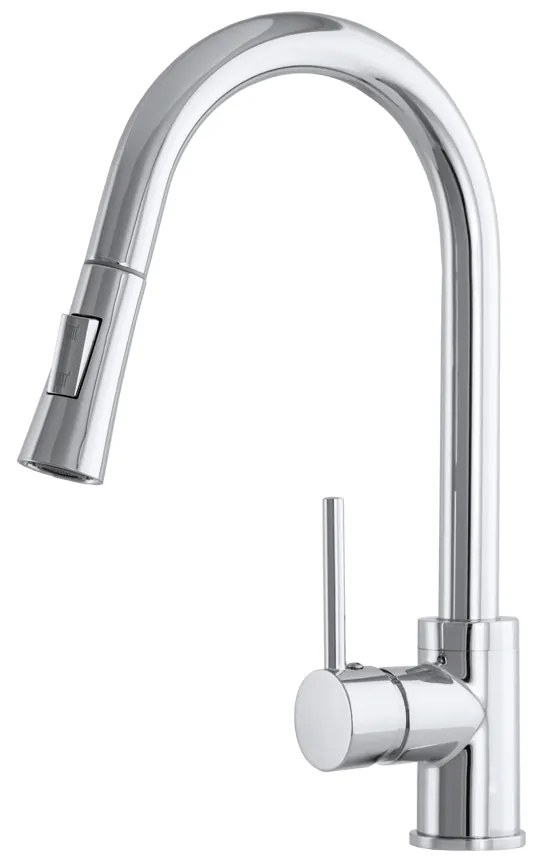 Gamma Taru N, vysoká drezová batéria s výsuvným 2-funkčným výtokom, chrómová, GMA-BTN-CH