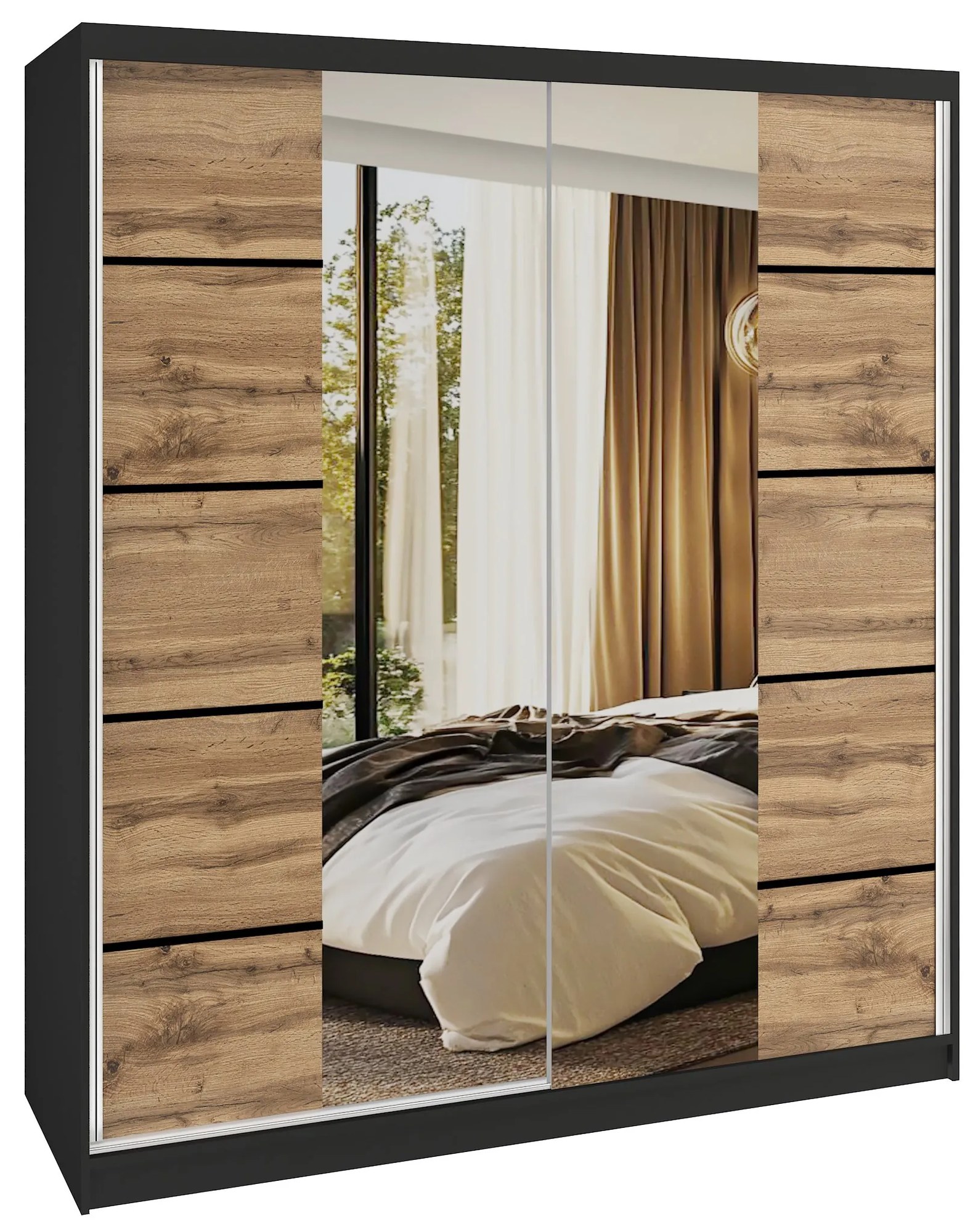 Šatníková skriňa SERENITY 158 cm dub wotan mat ME SERENITY SZP7/0/B/DW/0/HIAL