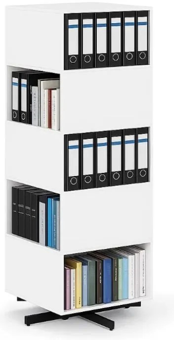 Otočný regál, 680×680×1932 mm, 10 oddielov, biela