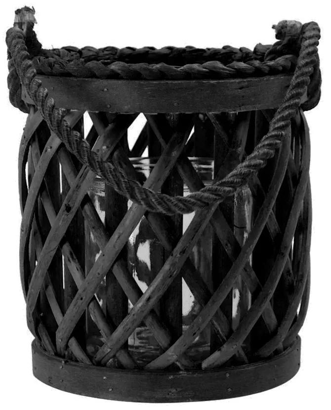 Čierna ratanová lampáš Diamond - Ø15 * 17cm