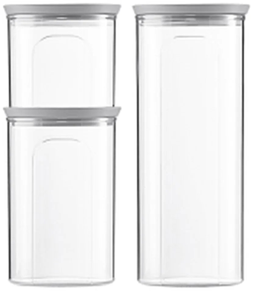 STEFANPLAST Súprava 3 okrúhlych dóz Tosca, transparetná/šedá