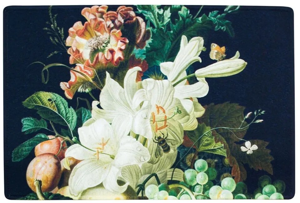 Čierna rohožka s kvetmi a ovocím Liliana - 75 * 50 * 1cm Čierna rohožka s kvetmi a ovocím Liliana - 75 * 50 * 1cm