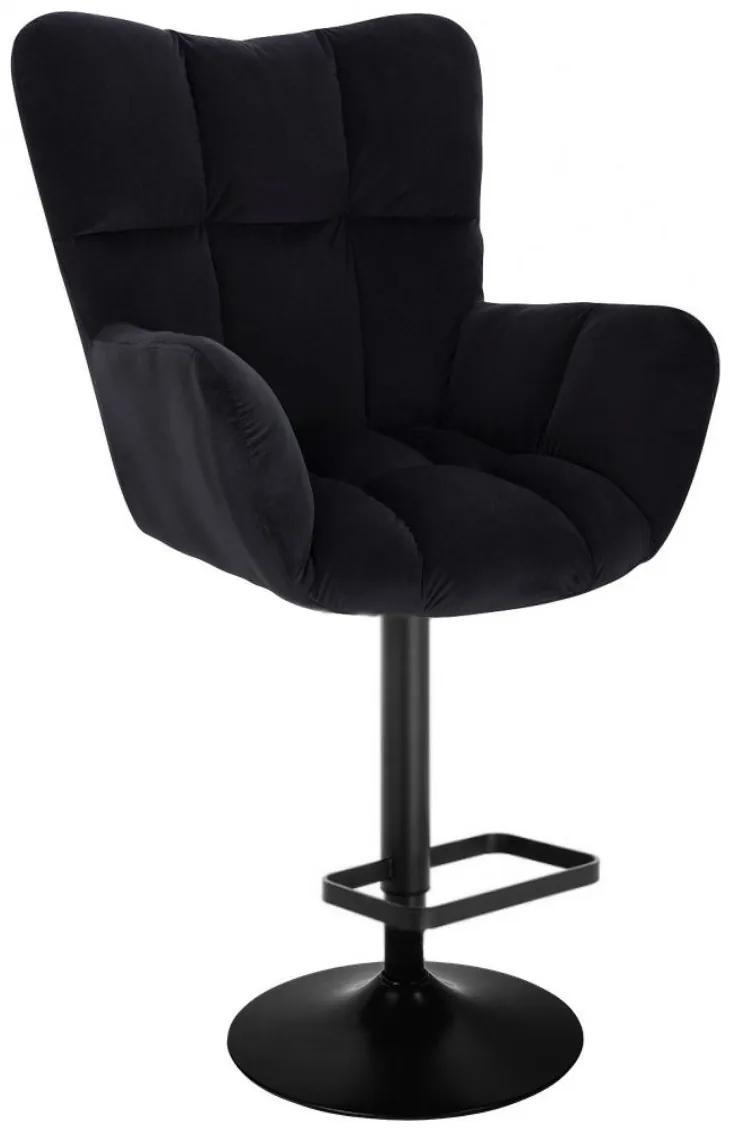 LuxuryForm DESIGN Barové kreslo AURORA VELUR na čiernom tanieri - čierne