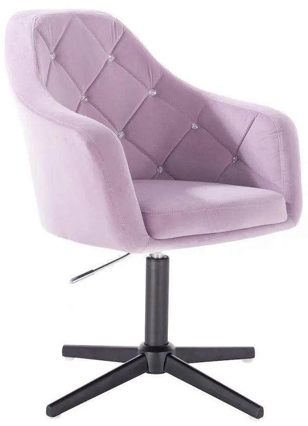 LuxuryForm DESIGN Kreslo ROMA VELUR na čiernom kríži - levanduľa