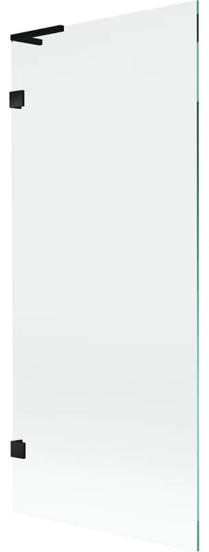 Mexen, Mexen Lunar L 1-krídlová vaňová zástena 80 x 150 cm, transparentná, čierna - 897L-080-000-70-00
