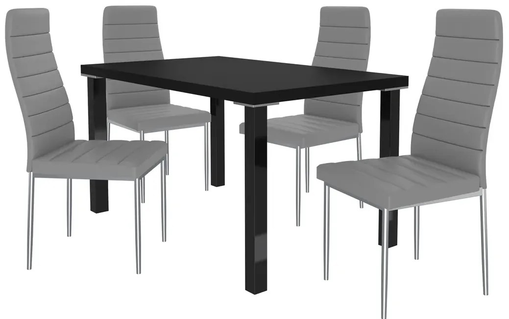 Jedálenský set 1 + 4 Belini čierny / popol Moderno MOD/0/ZES/B/4P