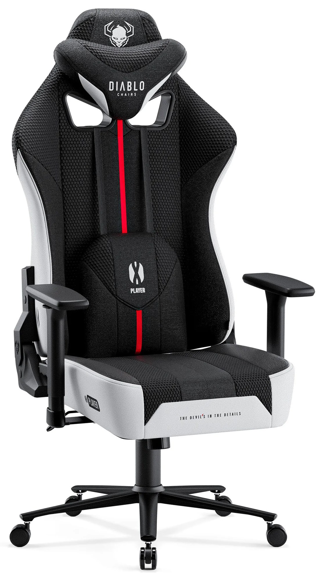 Látkové herné kreslo Diablo X-Player 2.0 King Size, bielo-čierne