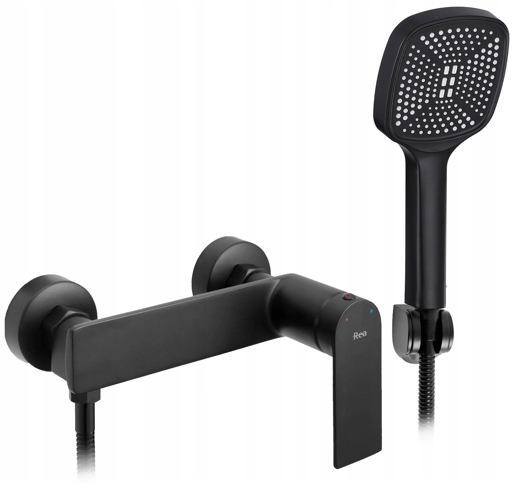 Rea Storm, nástenná sprchová batéria s ručnou sprchovou sadou, čierna matná, REA-B8033