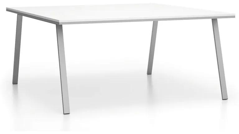 PLAN Kancelársky rokovací stôl DOUBLE LAYERS, bez prepážok, biela/sivá