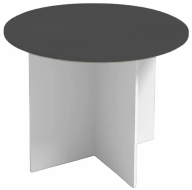 Rokovací stôl s guľatou doskou PRIMO WHITE, priemer 100 cm, biela/grafit