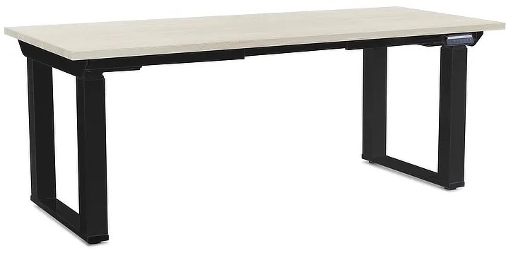 Výškovo nastaviteľný stôl OfficeTech Strong 180 x 80 cm, čierna podnož, biely jaseň