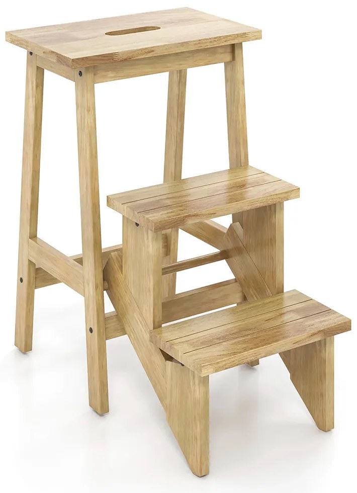 Skladací 3-stupňový stolička, prírodná
