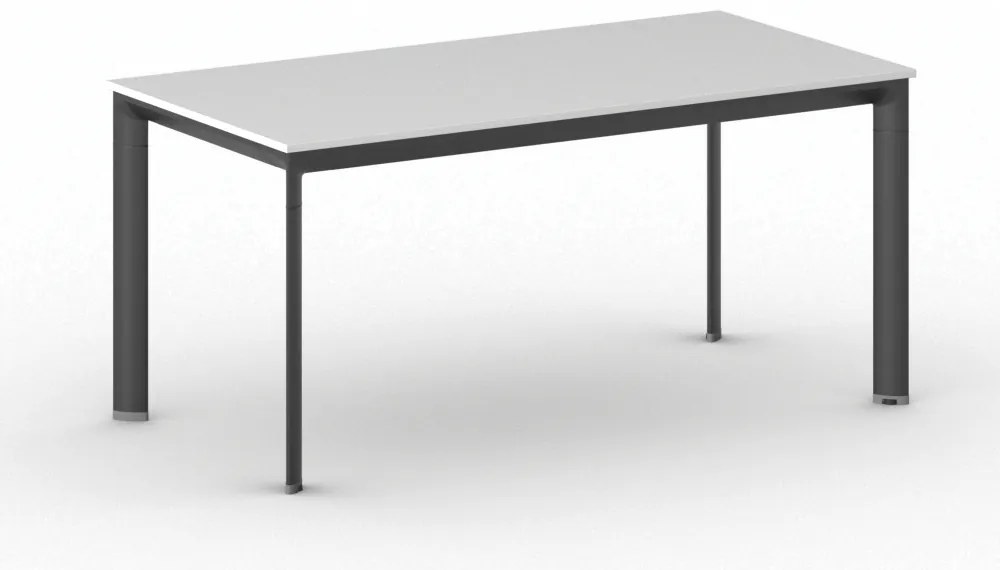 Rokovací kancelársky stôl PRIMO INVITATION, 160x80 cm, čierna podnož, biela