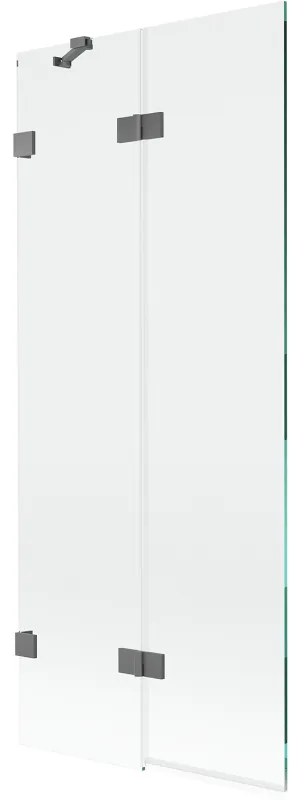 Mexen Lunar, 2-krídlová vaňová zástena ľavá 80 x 150 cm, číre sklo, grafitová, 897-080-100-95-00-L