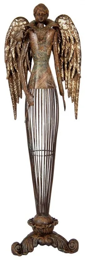 Mosadzná antik kovová dekorácia anjel Angel - 17*15*54 cm