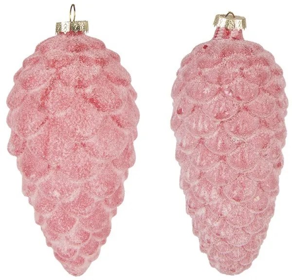 2ks ružová antik sklenená závesná ozdoba šiška - Ø7*16cm
