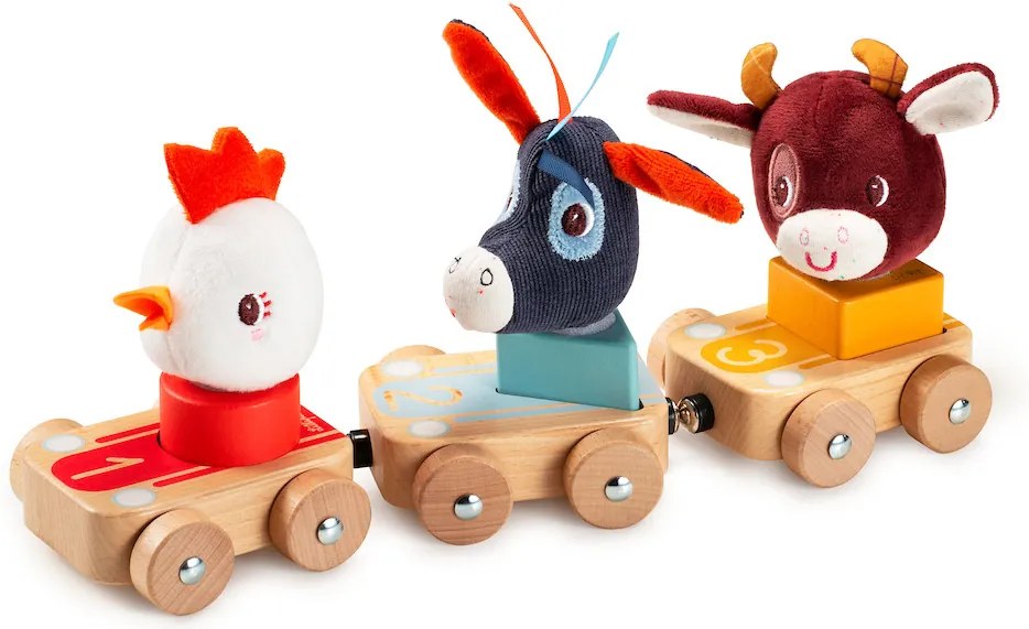 Lilliputiens - súprava 3 drevených autíčok - Farma