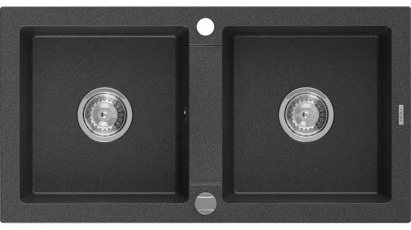 Mexen Mario - drez granitový 82,0x43,6cm, 2-komorový, čierna-škvrny, 6504822000-76
