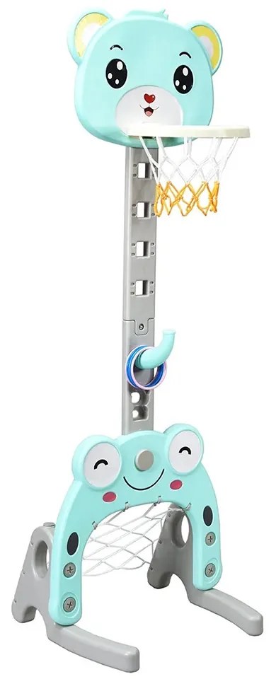 3-v-1 Nastaviteľný Basketbalový Kôš s Hádzacími Prstencami, Modrý