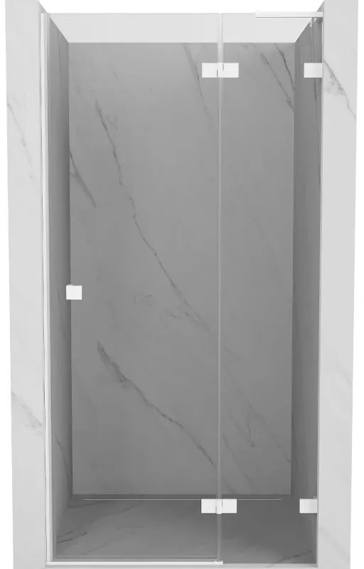 Mexen Lunar L, pravé otočné sprchové dvere 125 cm, 8mm číre sklo, biely profil, 834L-125-000-20-00-P