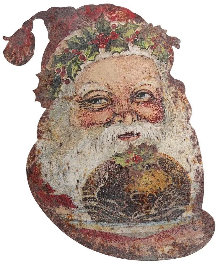 Vianočná kovová nástenná dekorácia Santa Vintage - 39*1,5*50 cm