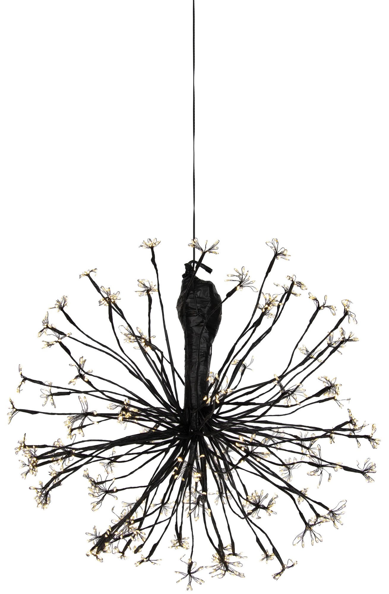 Vianočná závesná lampa guľa čierna 60 cm vrátane LED s časovačom IP44 - Nobu