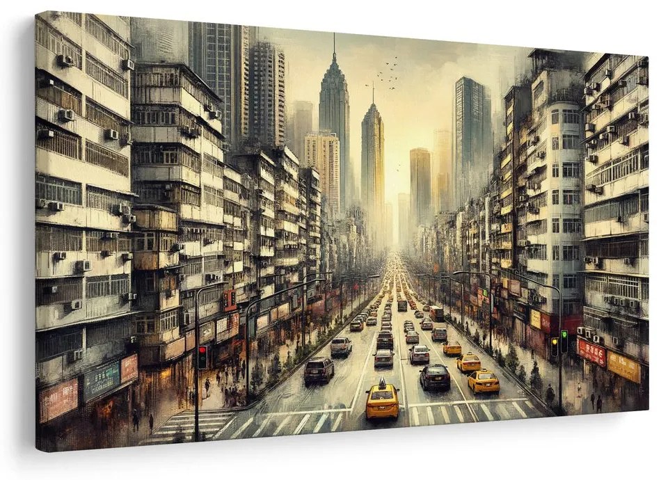 Obraz mestská ulica pri západe