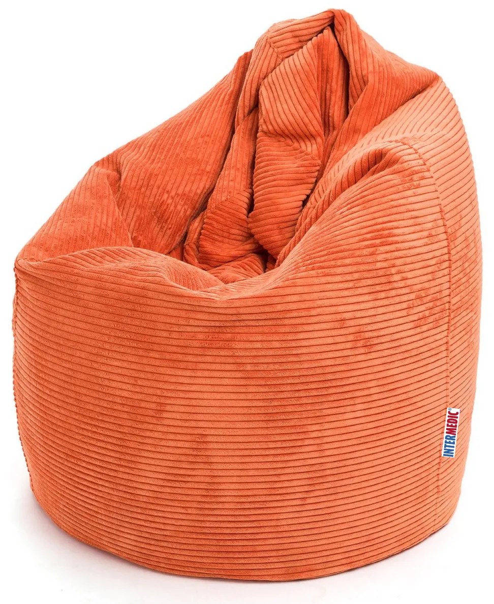 Mega Sako – veľký sedací vak z manšestru, 135 cm výška, 340 l výplň, prispôsobivý tvar, na relax aj prácu, dostupný vo farbách Farba: SZ93 - oranžový