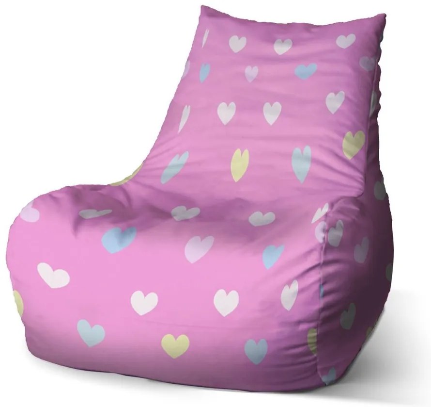 Sedací vak Bean srdce na ružovej, ružová