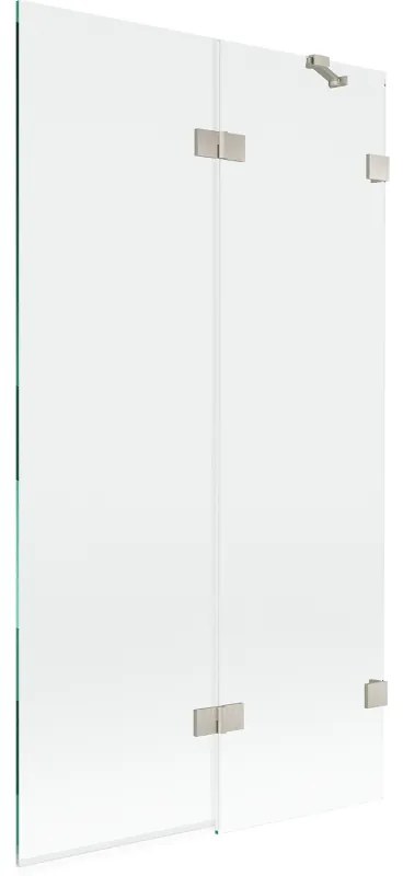 Mexen Lunar, 2-krídlová vaňová zástena pravá 100 x 150 cm, číre sklo, brúsená oceľ, 897-100-100-97-00-P