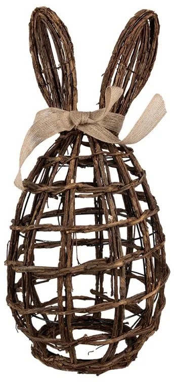 Hnedá prútená dekorácia vajíčko s králičím uškami - 23*22*45 cm