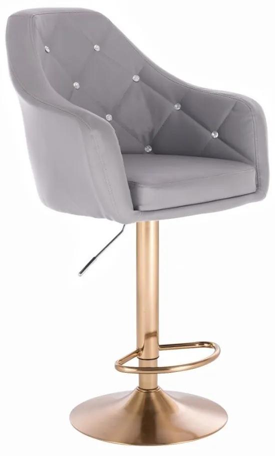 LuxuryForm DESIGN Barová stolička ROMA na zlatom tanieri - šedá