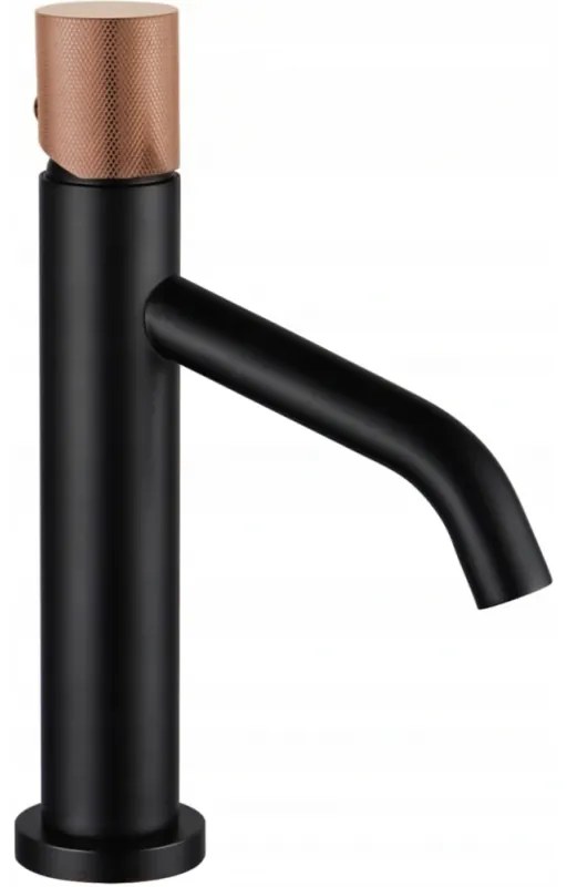 Mexen Rumba One umývadlová batéria, čierna / ružové zlato, 73501-76