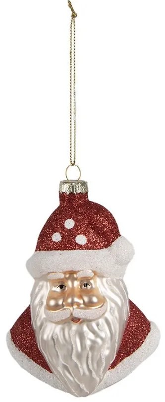 Vianočná sklenená ozdoba hlava Santa - 9*6*12 cm