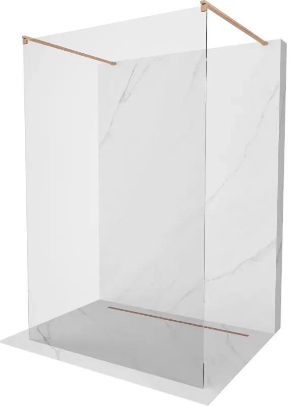 Mexen Kioto, sprchová zástena Walk-In 170 x 200 cm, 8mm číre sklo, medený matný profil, 800-170-002-65-00