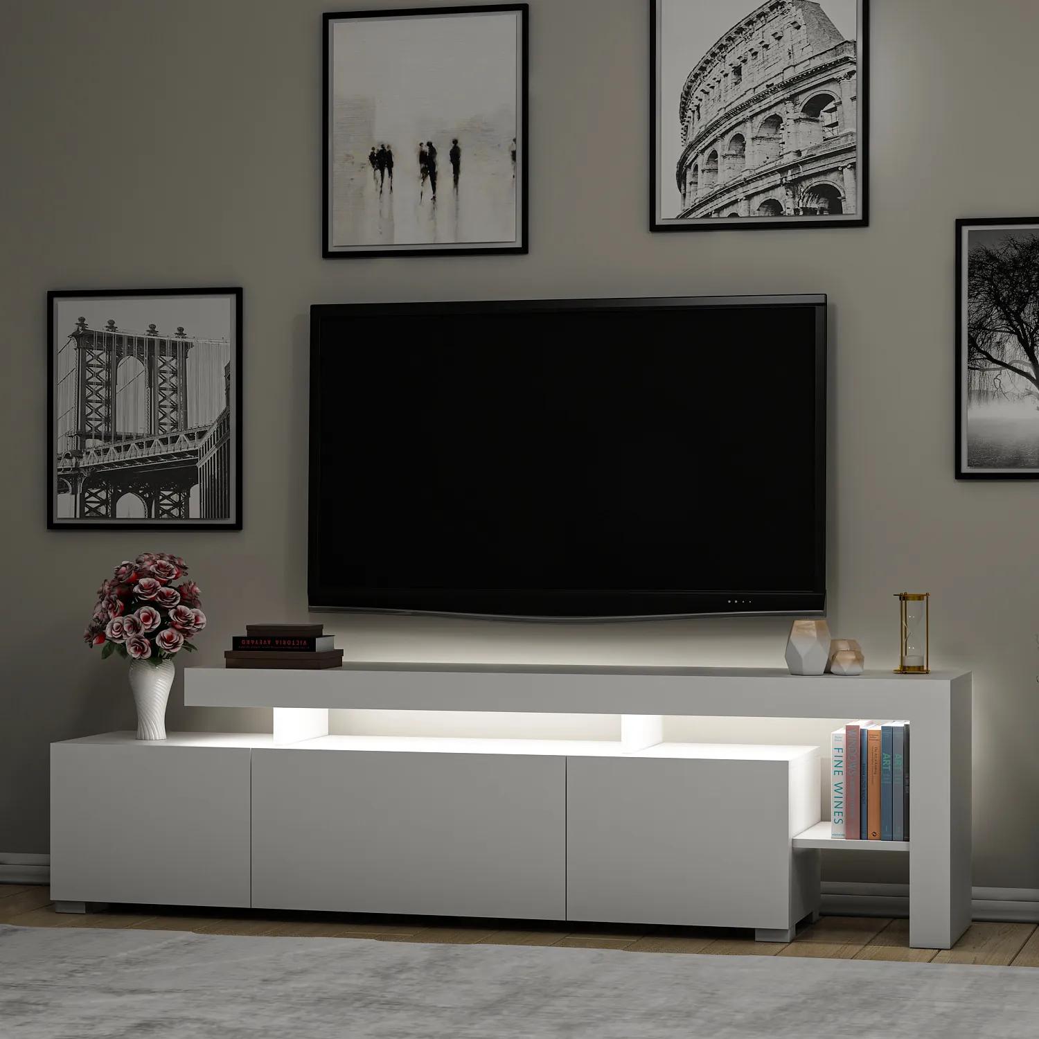 TV stolík/skrinka Belize (lesk biely). Akcia -18%. Vlastná spoľahlivá doprava až k Vám domov. 1072527