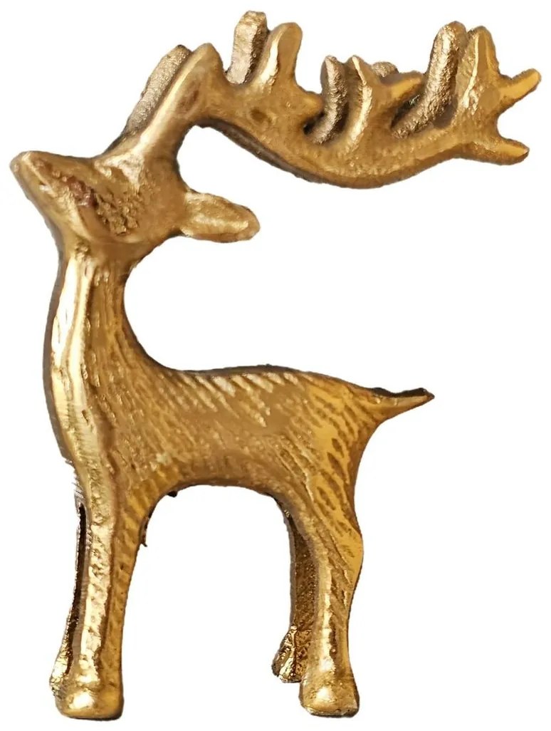 Zlatá kovová dekorácia Jeleň - 8*2*10 cm
