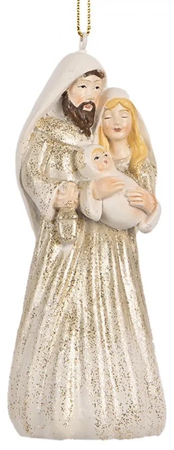 Béžová antik závesná dekorácia svätá rodina - 5*4*11 cm