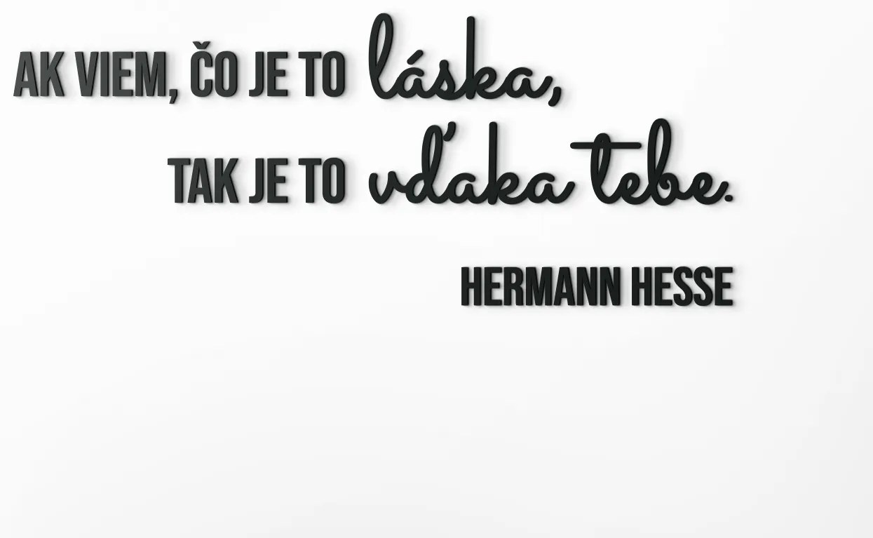 drevko Drevený citát Ak viem, čo je to láska Rozmer obrazu: 34 x 84 cm, Farba dekorácie: Čierna