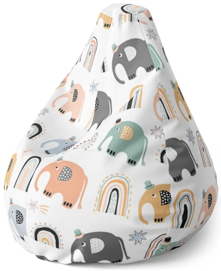 Sedací vak Pear kreslení slony - detský, farebná