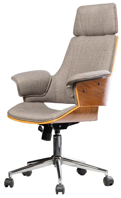 Kancelárska stolička otočná MANHATTAN 44-54 cm, textúrovaná látka, sivá a orechové drevo