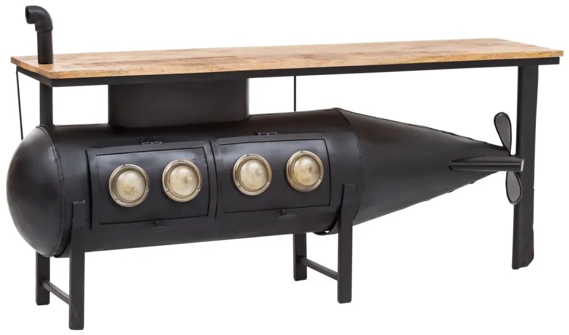 furniture-nabytek.cz - Masívna podumývadlová skrinka z recyklovanej borovice, lakovaná, čierna – 184×43×78 cm