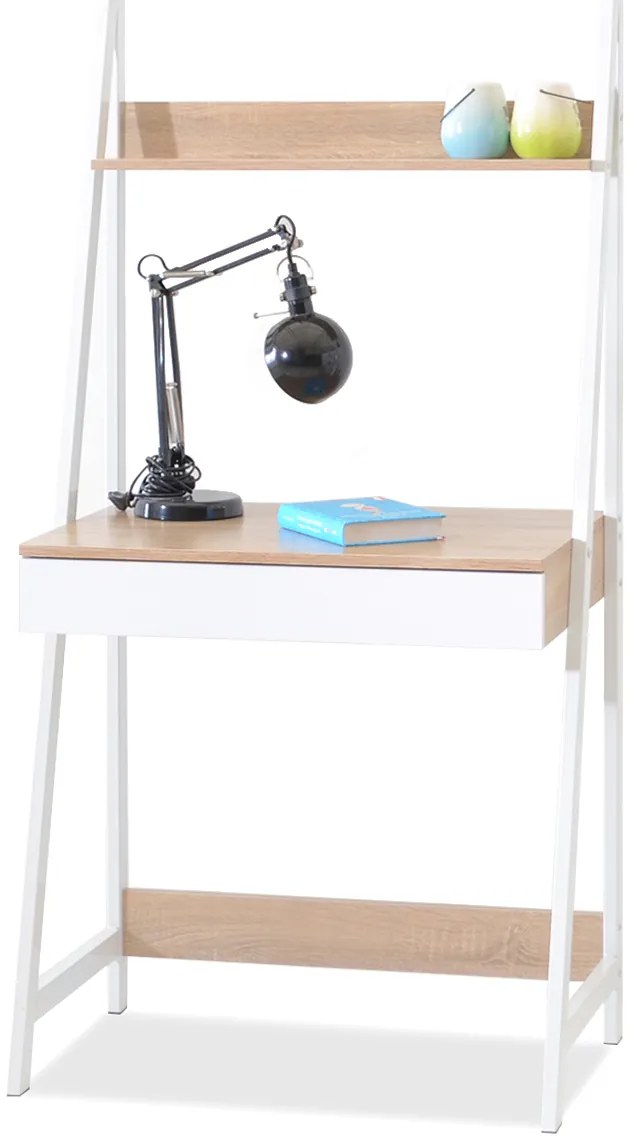 PC stolík Dylen (dub + biela). Akcia -24%. Vlastná spoľahlivá doprava až k Vám domov. 1109741