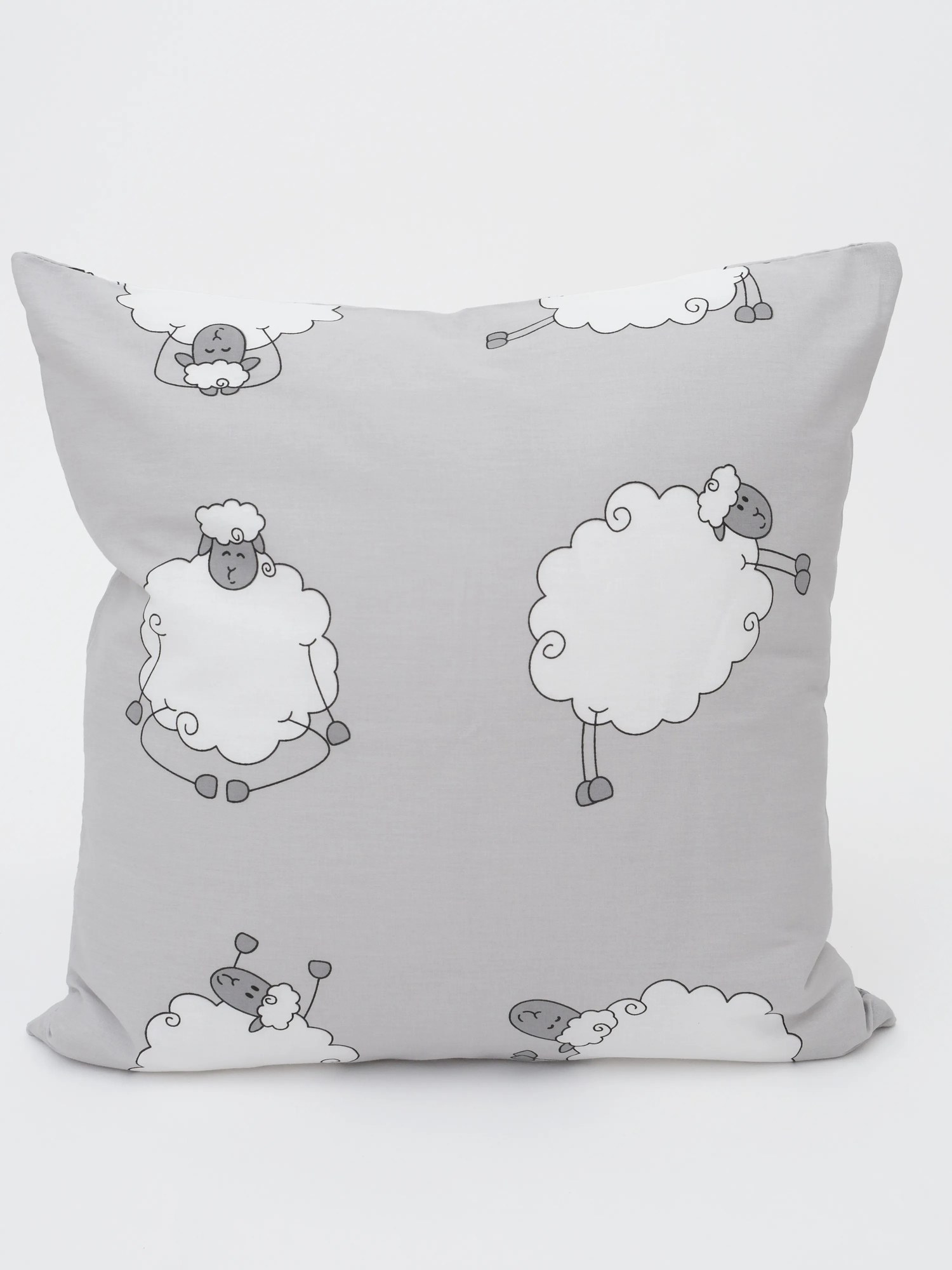 Bavlnená obliečka na vankúš Renforcé 40 × 40 cm - Ovečky Morning Yoga sivá